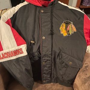 Vintage Chicago Blackhawks jacket w/hood-Nutmeg Mills official NHL Men’s Large